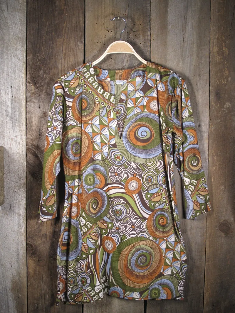 Cotton Tunic Top Earthy Retro