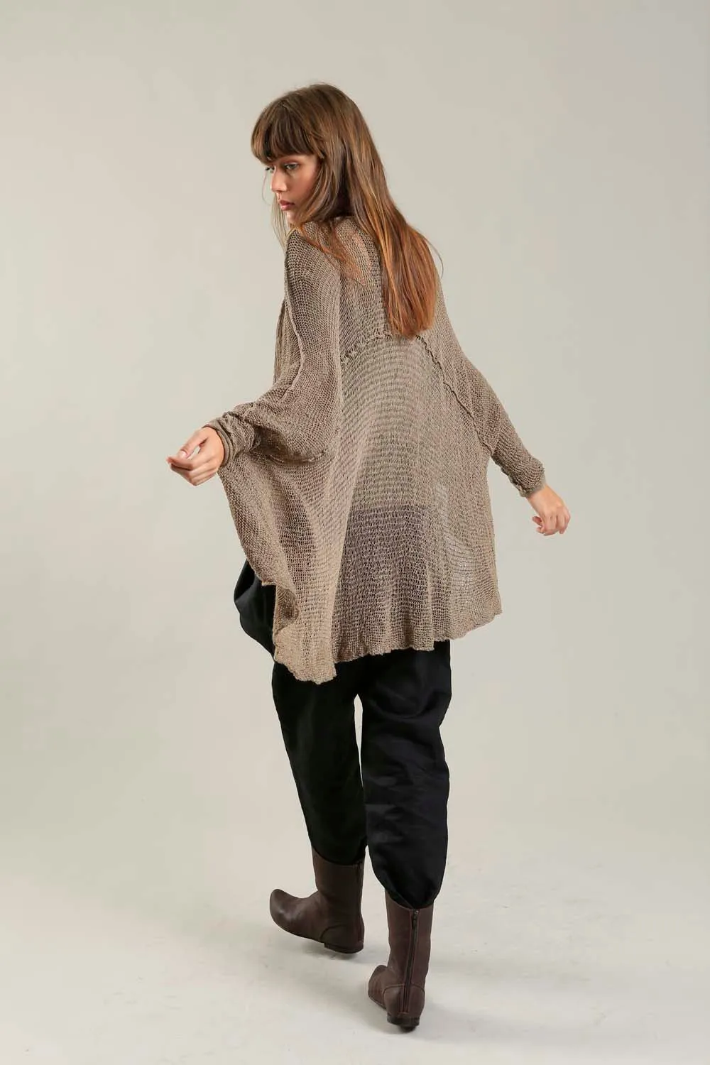 Dark Espresso Brown Oversized T Light Sweater with Pockets