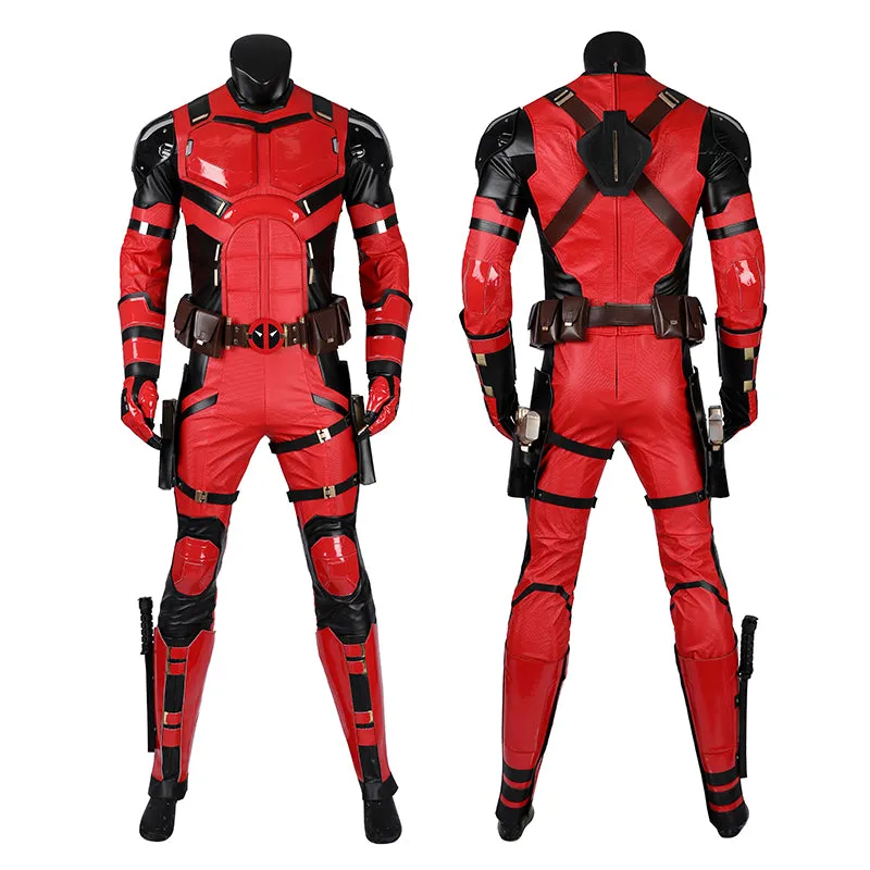 Deadpool 3 Cosplay Costume Samurai Deadpool Wade Wilson Red Suit Halloween Outfit