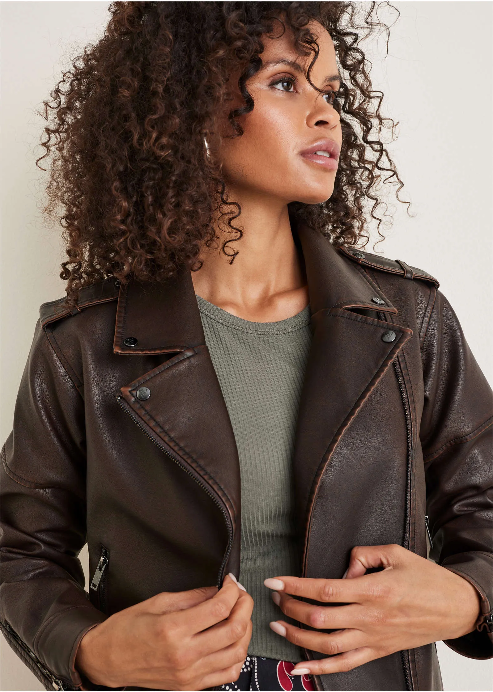 Distressed Leather Jacket - Distressed Brown