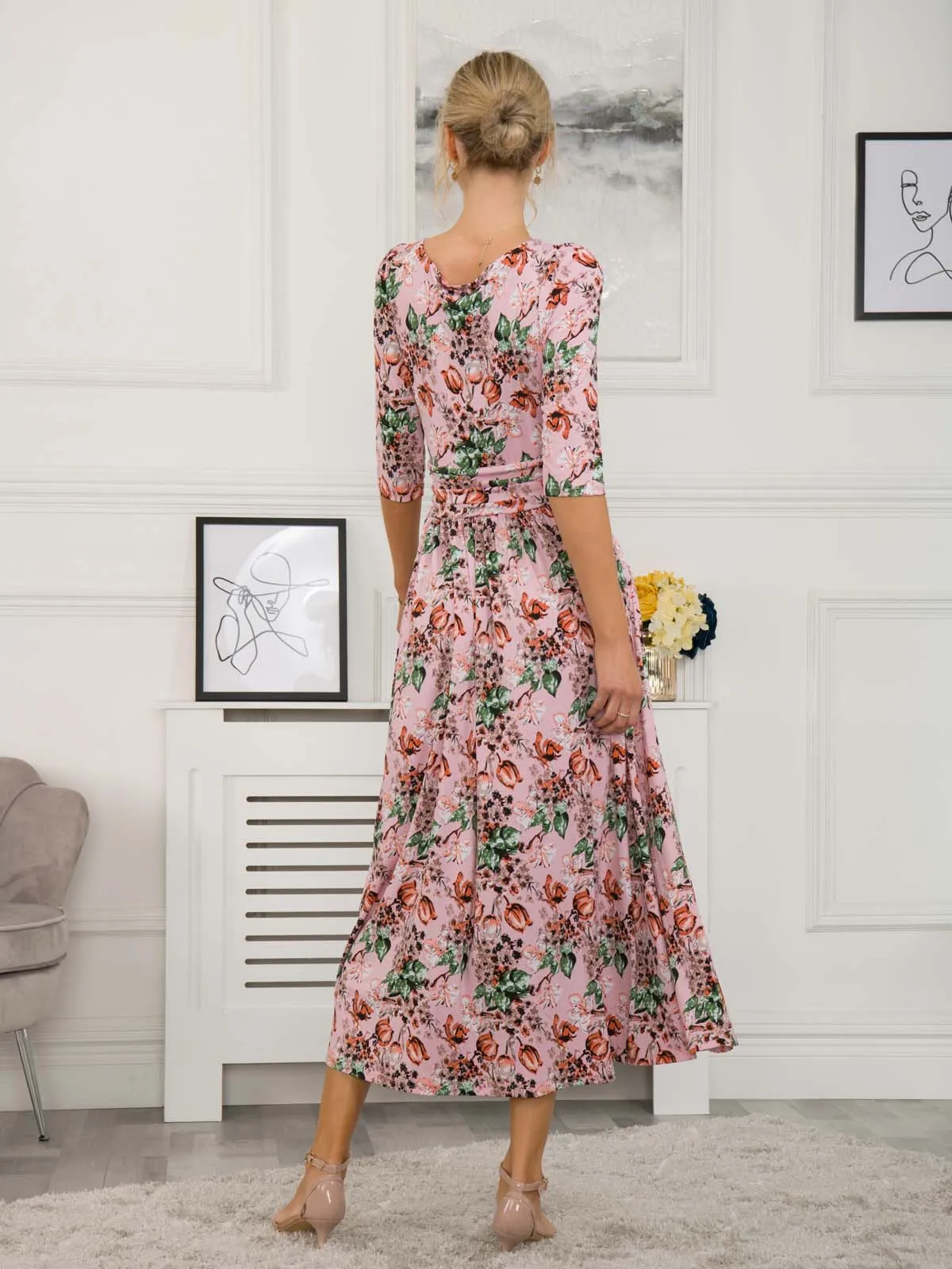 Dorothy Abstract Floral Print Dress, Pink Floral