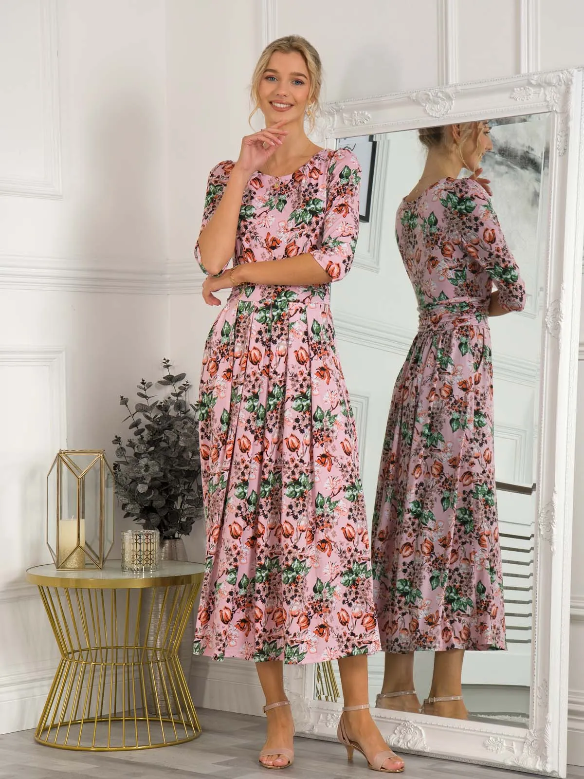 Dorothy Abstract Floral Print Dress, Pink Floral