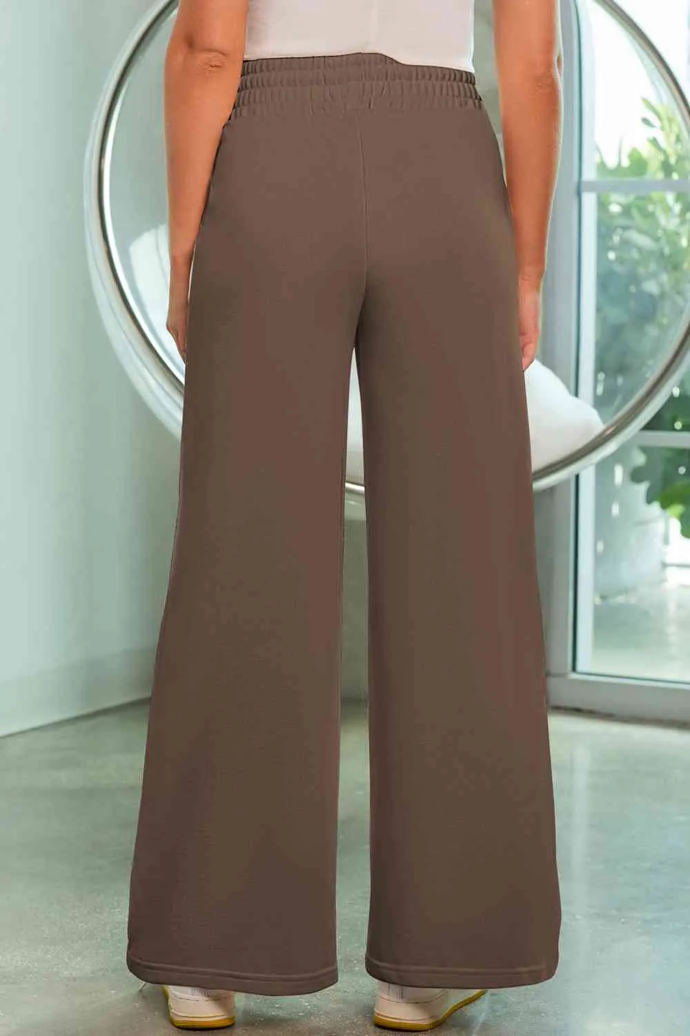 Drawstring Wide Leg Pants with Pockets