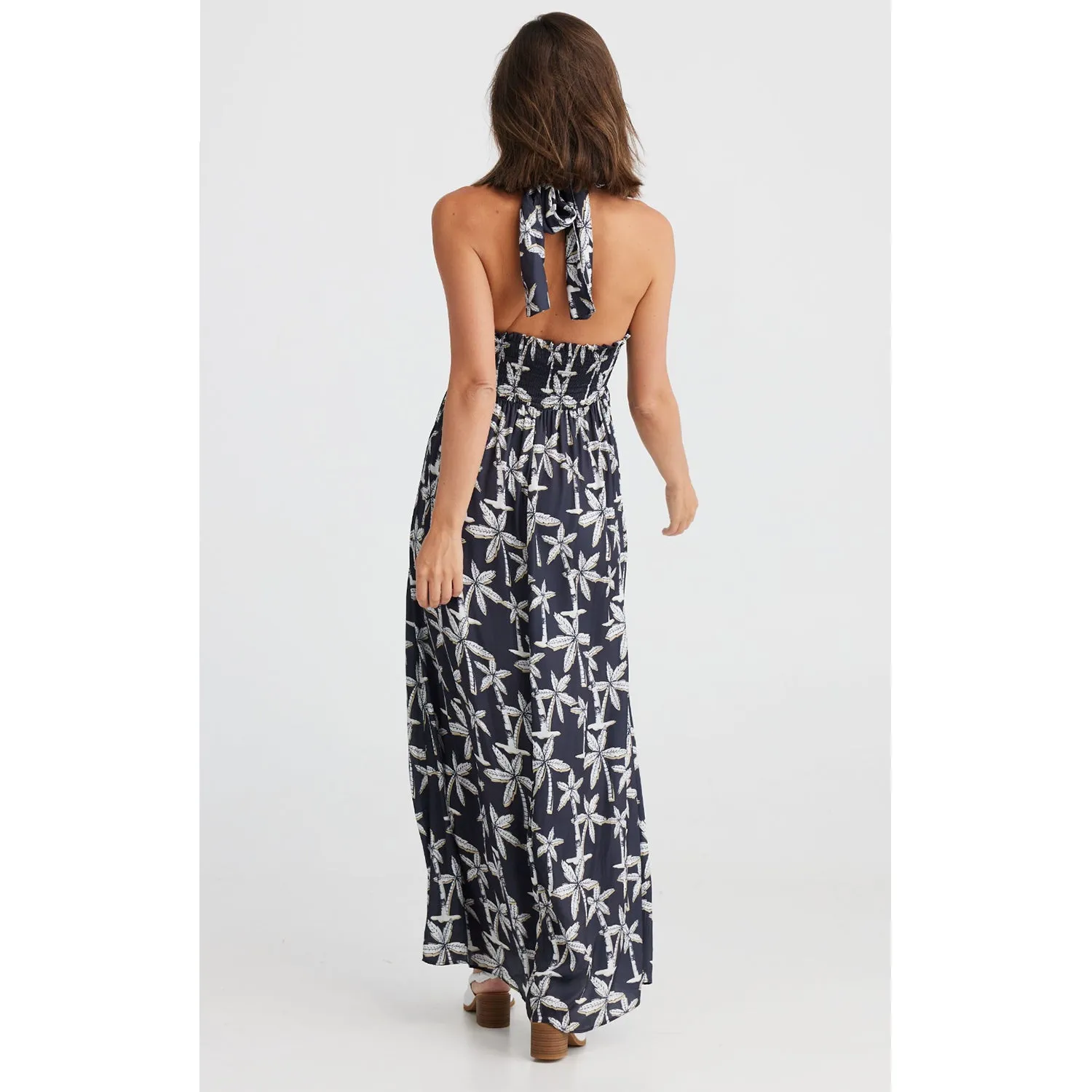 Dress Minerva Halter - Retro Palm