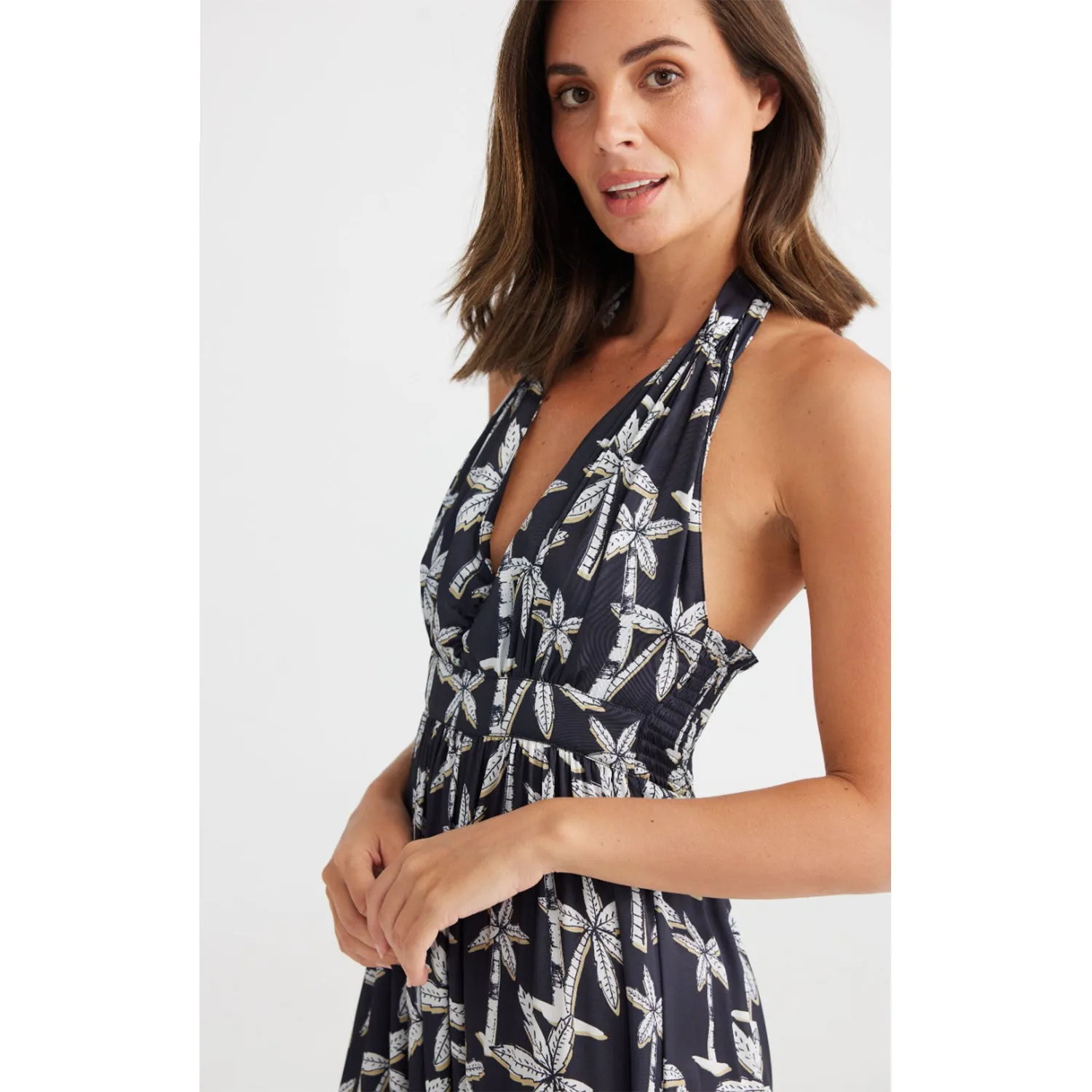 Dress Minerva Halter - Retro Palm