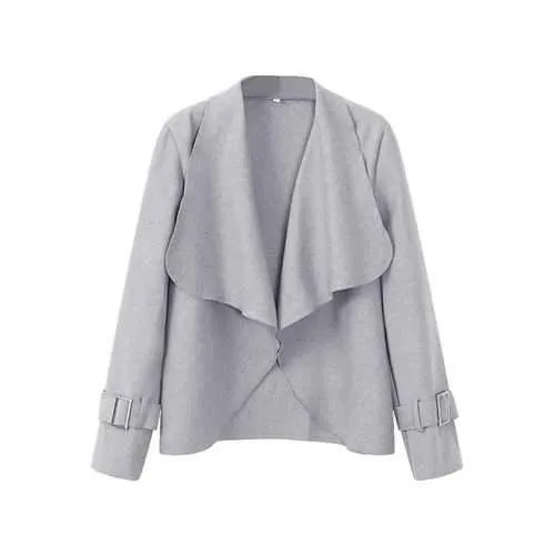 Elegant Women Irregular Pure Color Lapel Long Sleeve Short Jacket