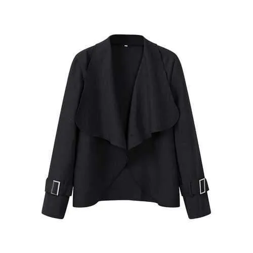 Elegant Women Irregular Pure Color Lapel Long Sleeve Short Jacket