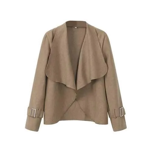 Elegant Women Irregular Pure Color Lapel Long Sleeve Short Jacket