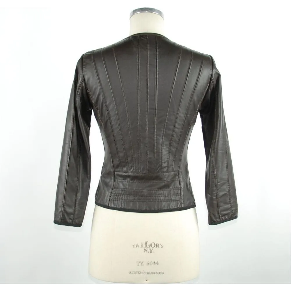 Emilio Romanelli Sleek Black Leather Jacket for Elegant Evenings