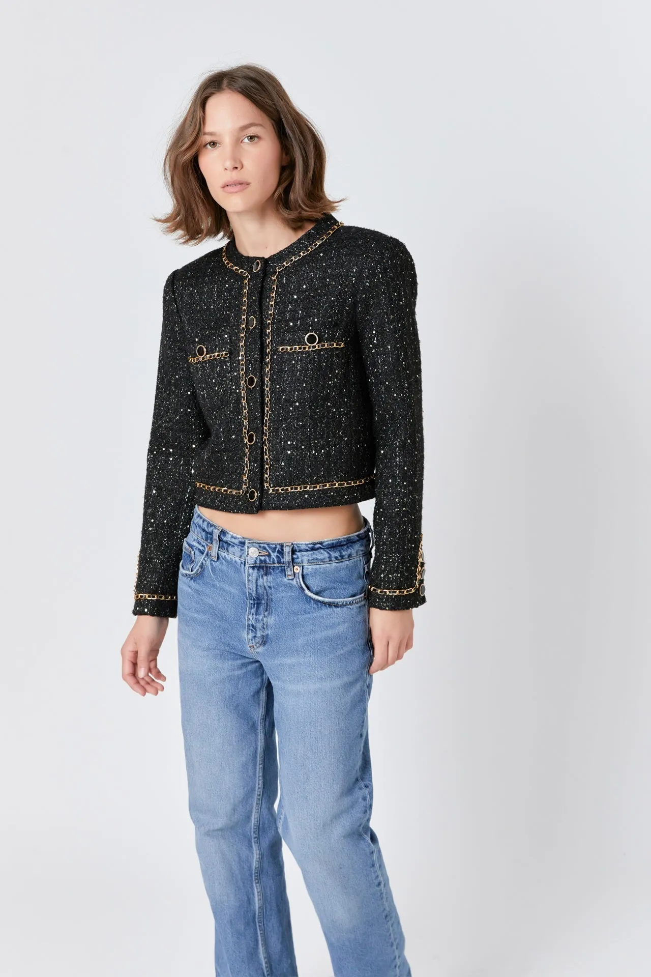 Endless Rose - Chain-Trimmed Tweed Jacket