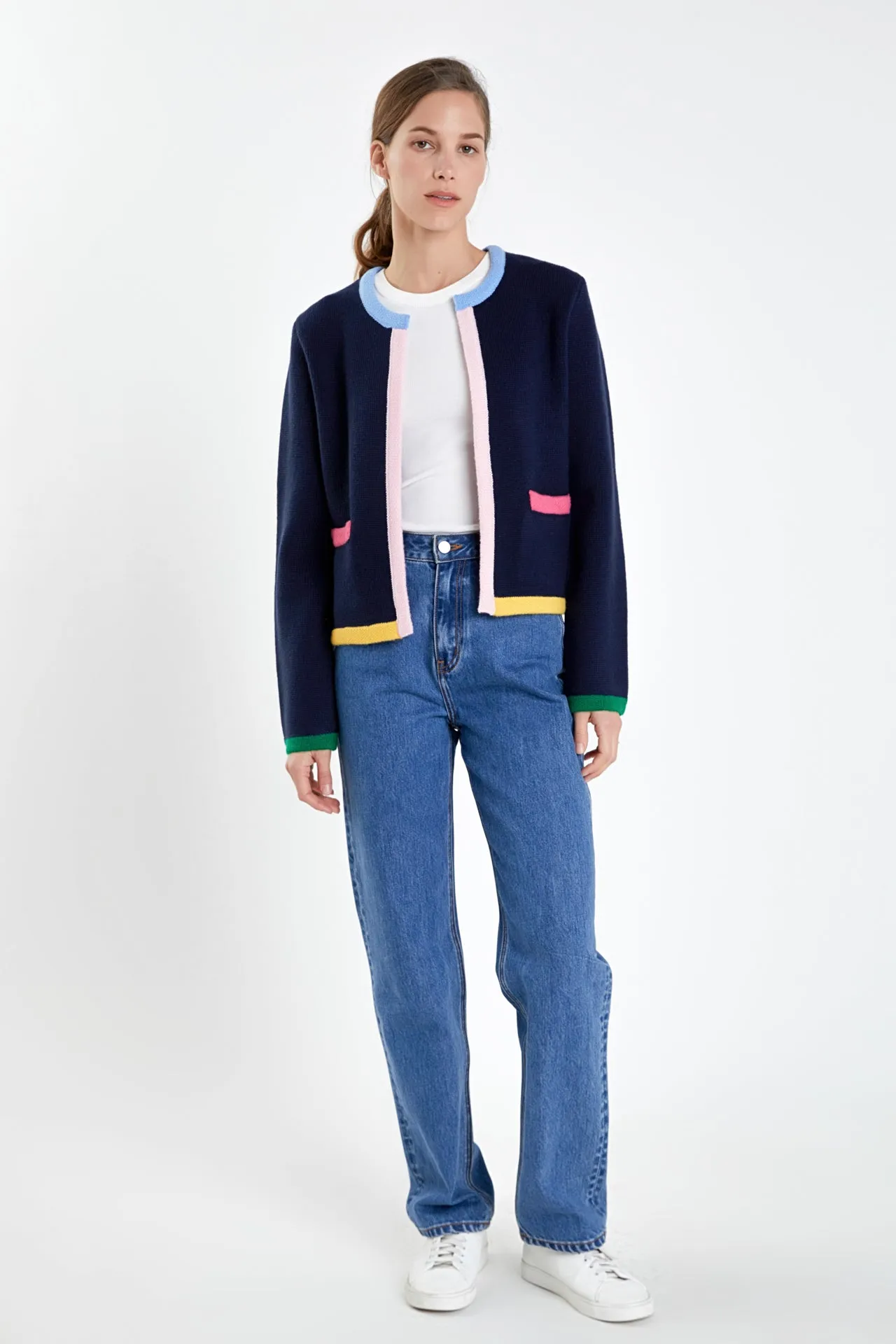 English Factory - Color Block Sweater Cardigan