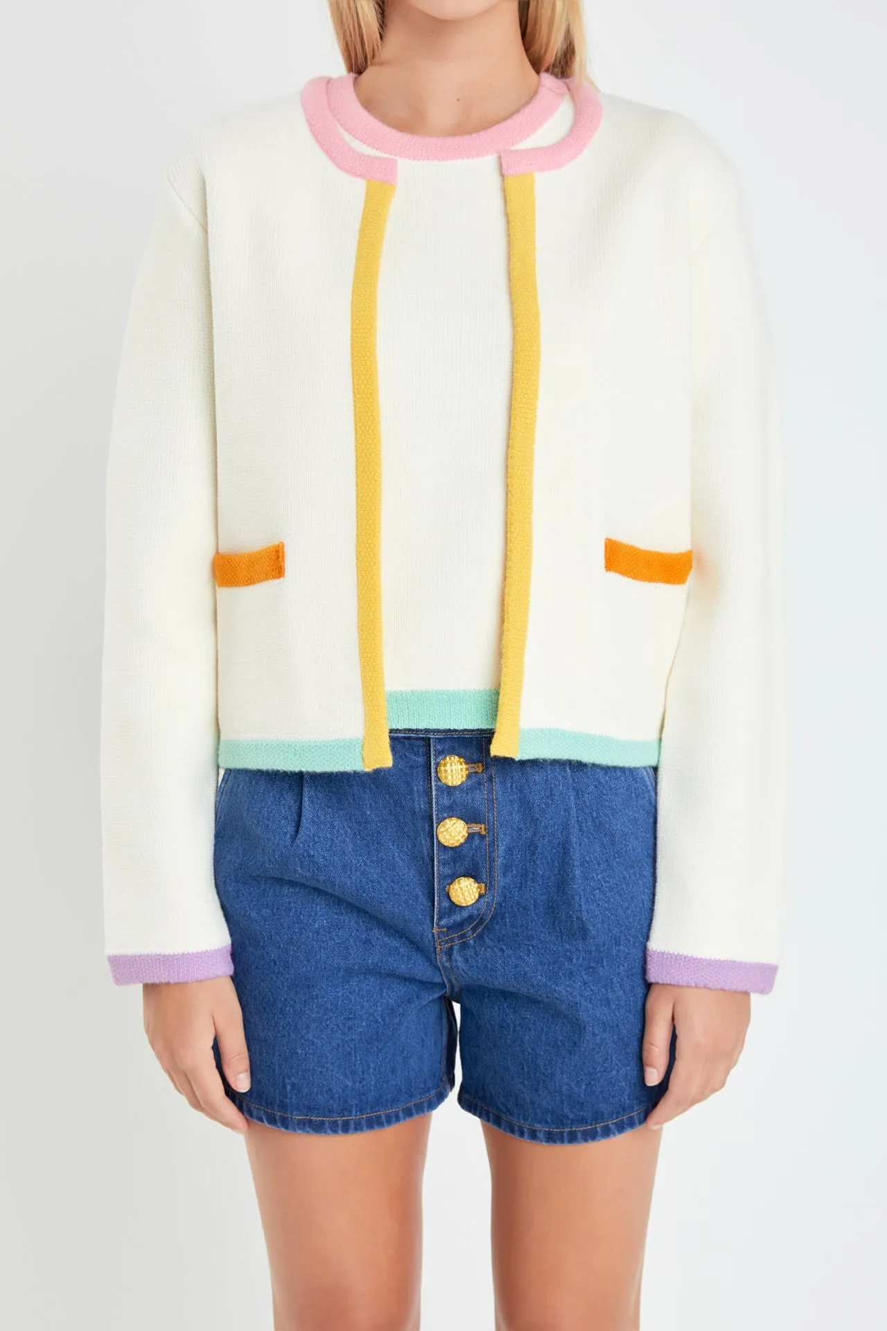 English Factory - Color Block Sweater Cardigan