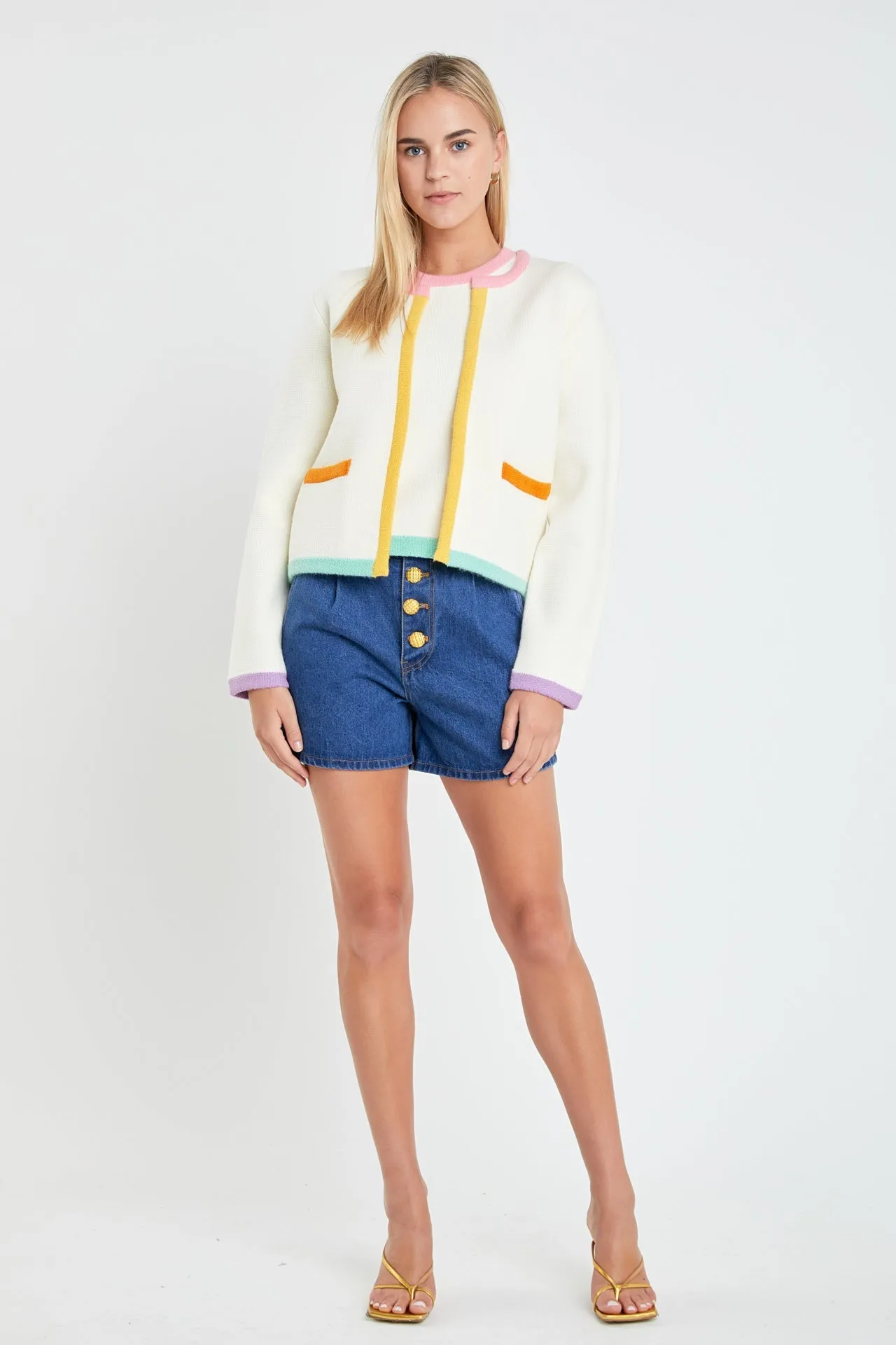 English Factory - Color Block Sweater Cardigan