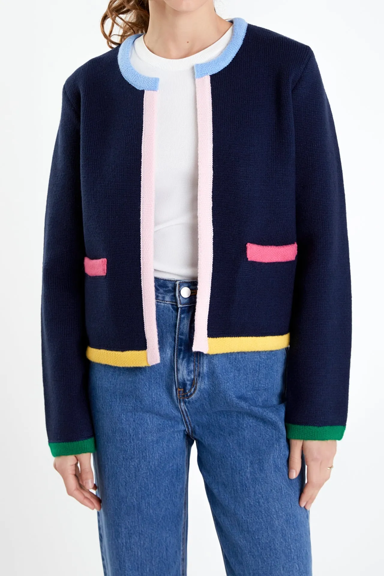 English Factory - Color Block Sweater Cardigan