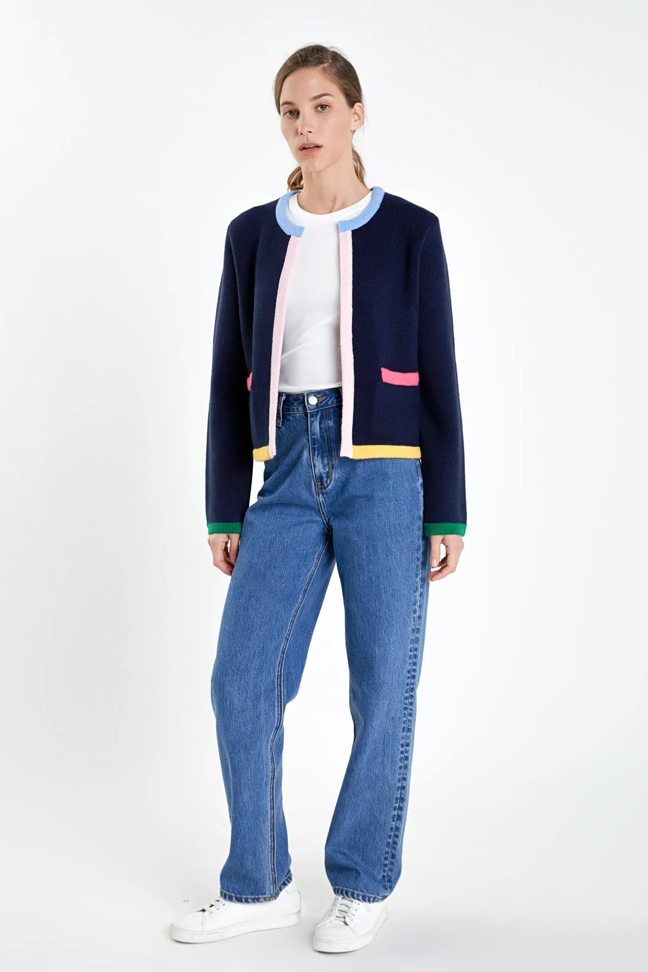 English Factory - Color Block Sweater Cardigan