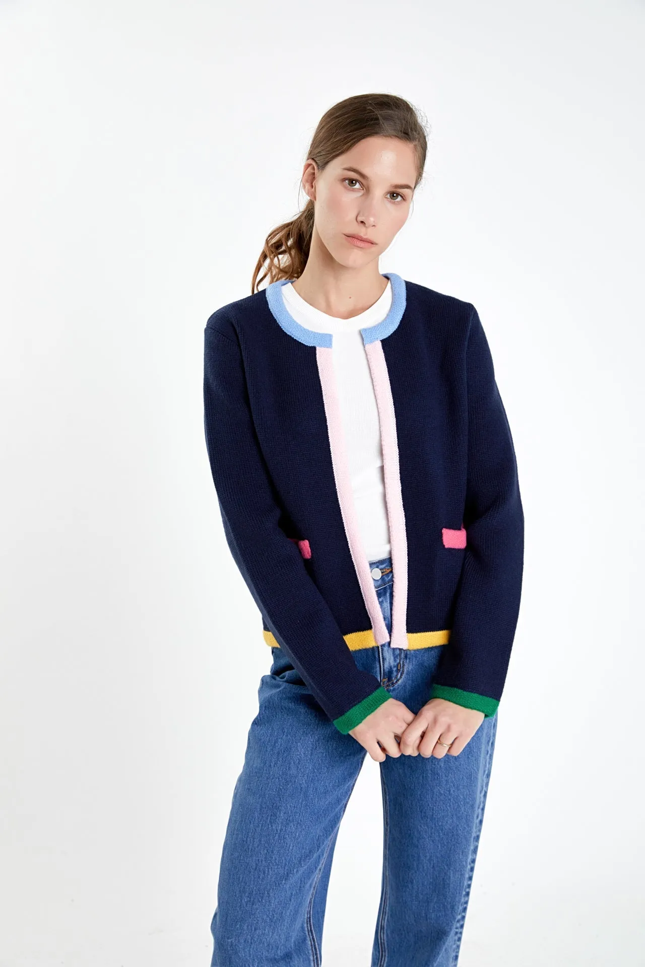 English Factory - Color Block Sweater Cardigan