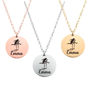 Engraved Girls Track Hurdles Necklace