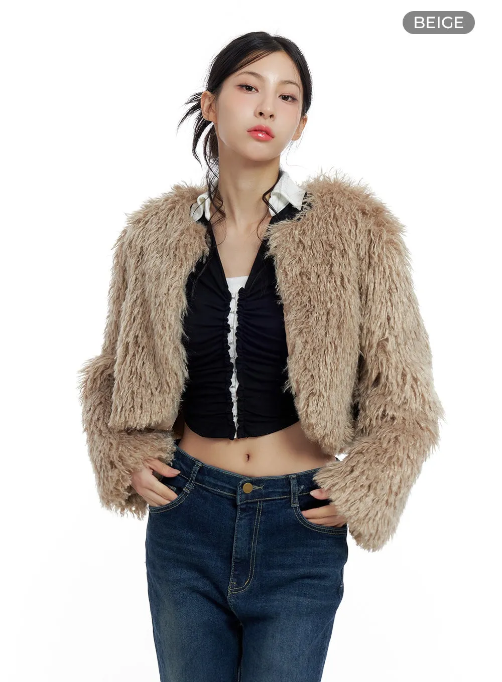 Faux Fur Crop Jacket CO425