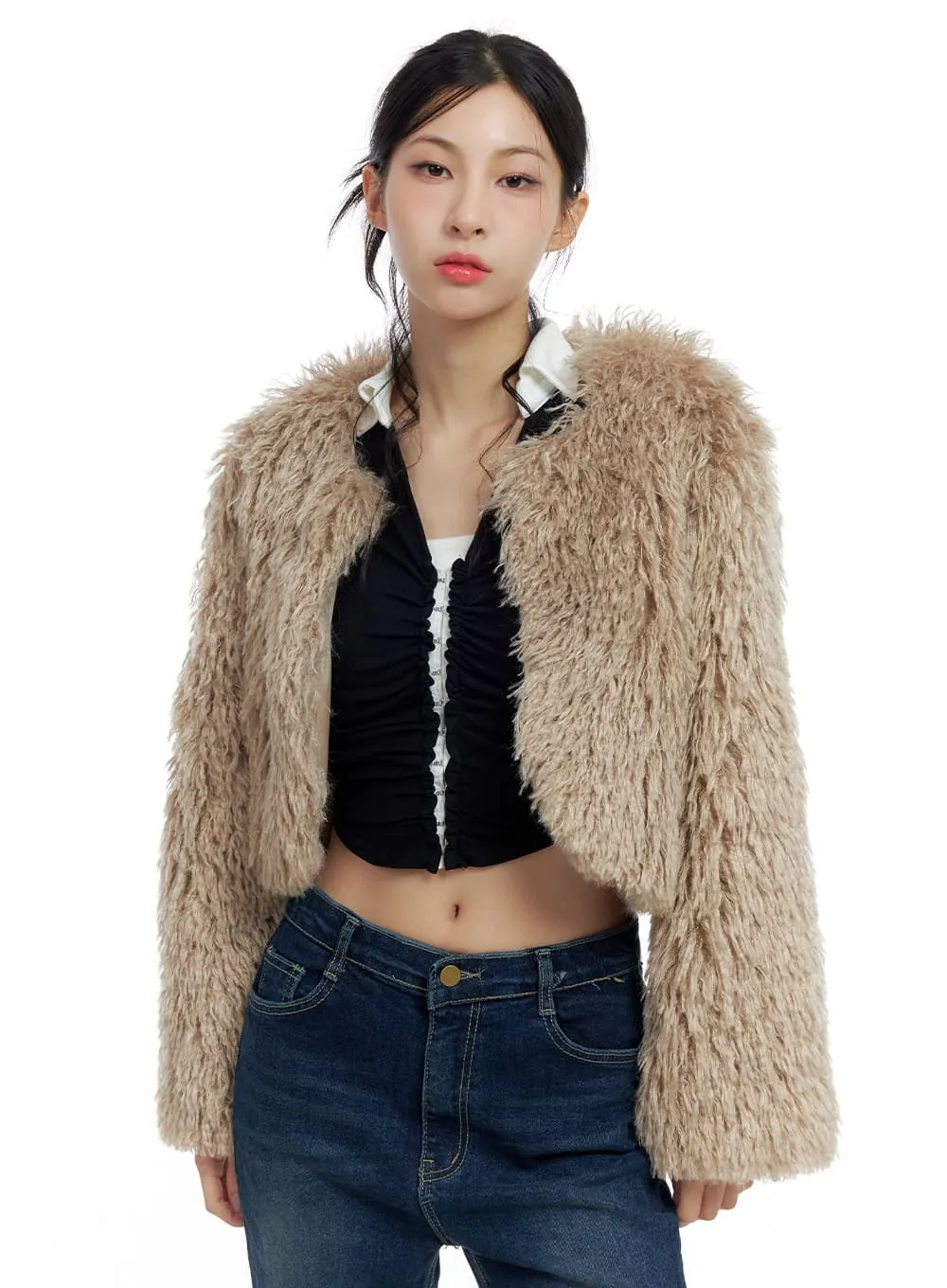 Faux Fur Crop Jacket CO425