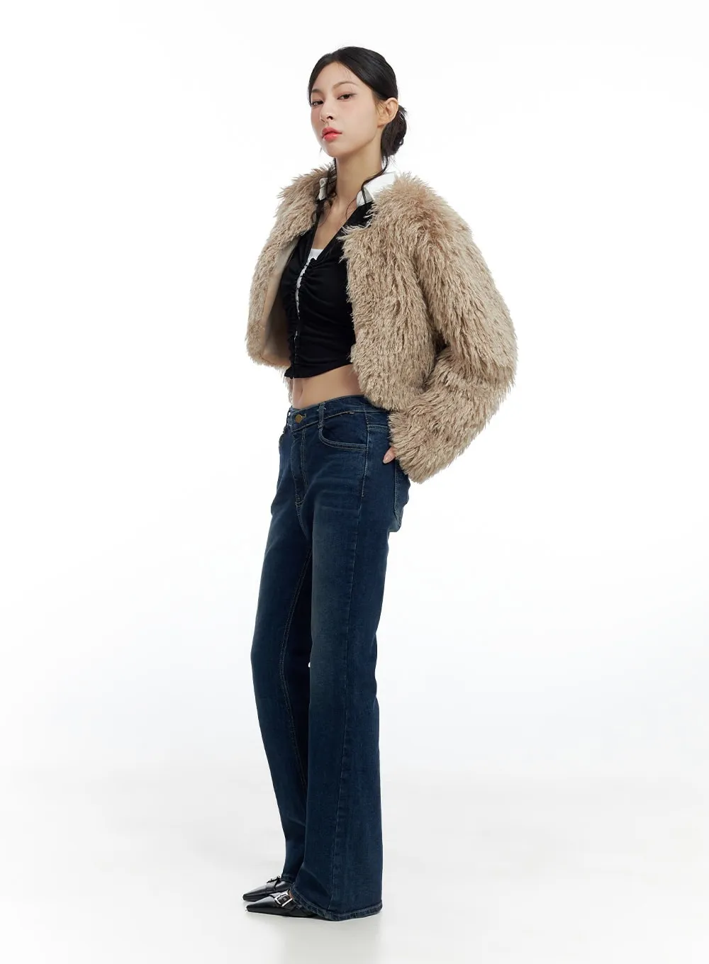 Faux Fur Crop Jacket CO425