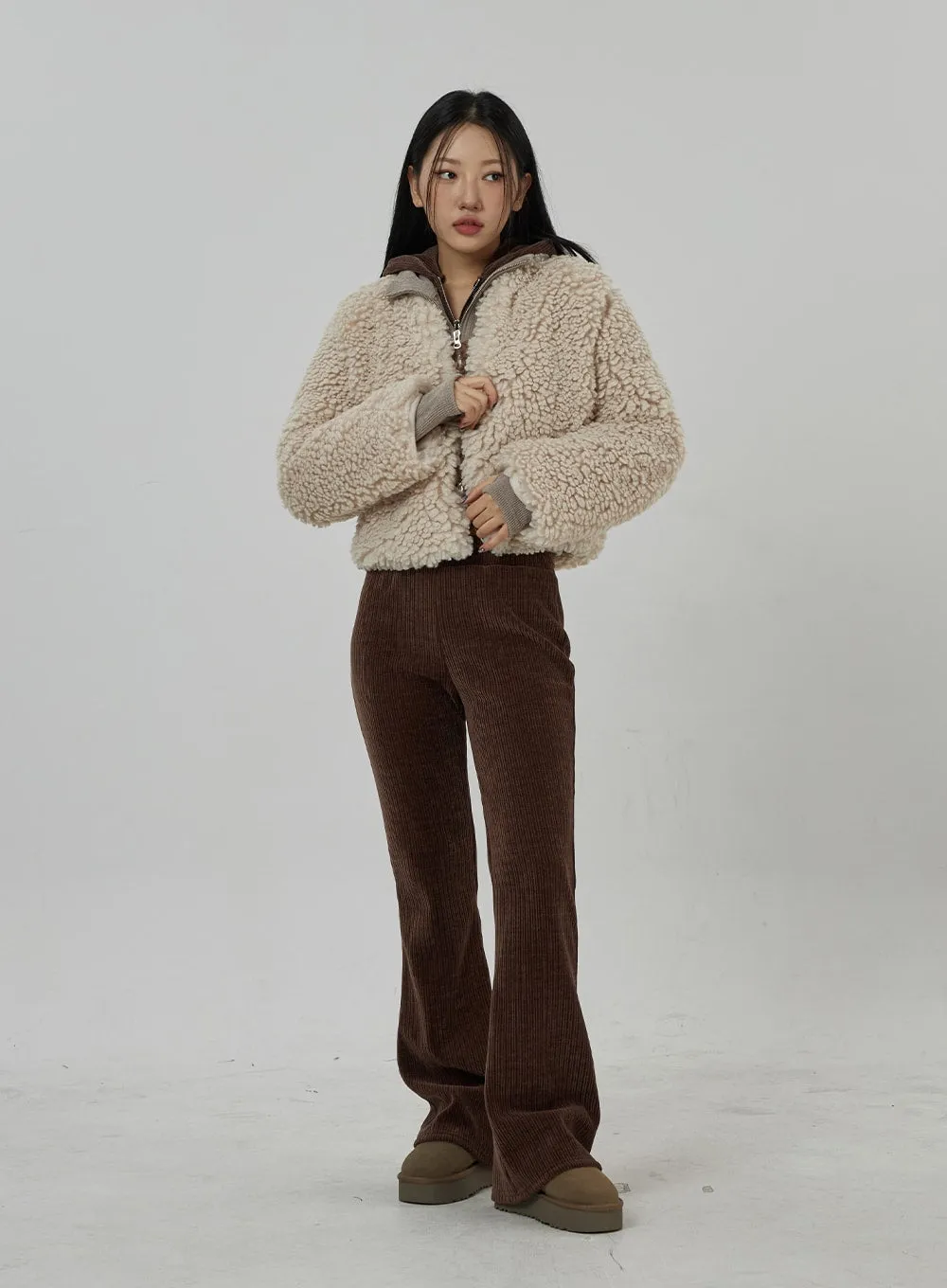 Faux Fur Hook Cropped Jacket CD20