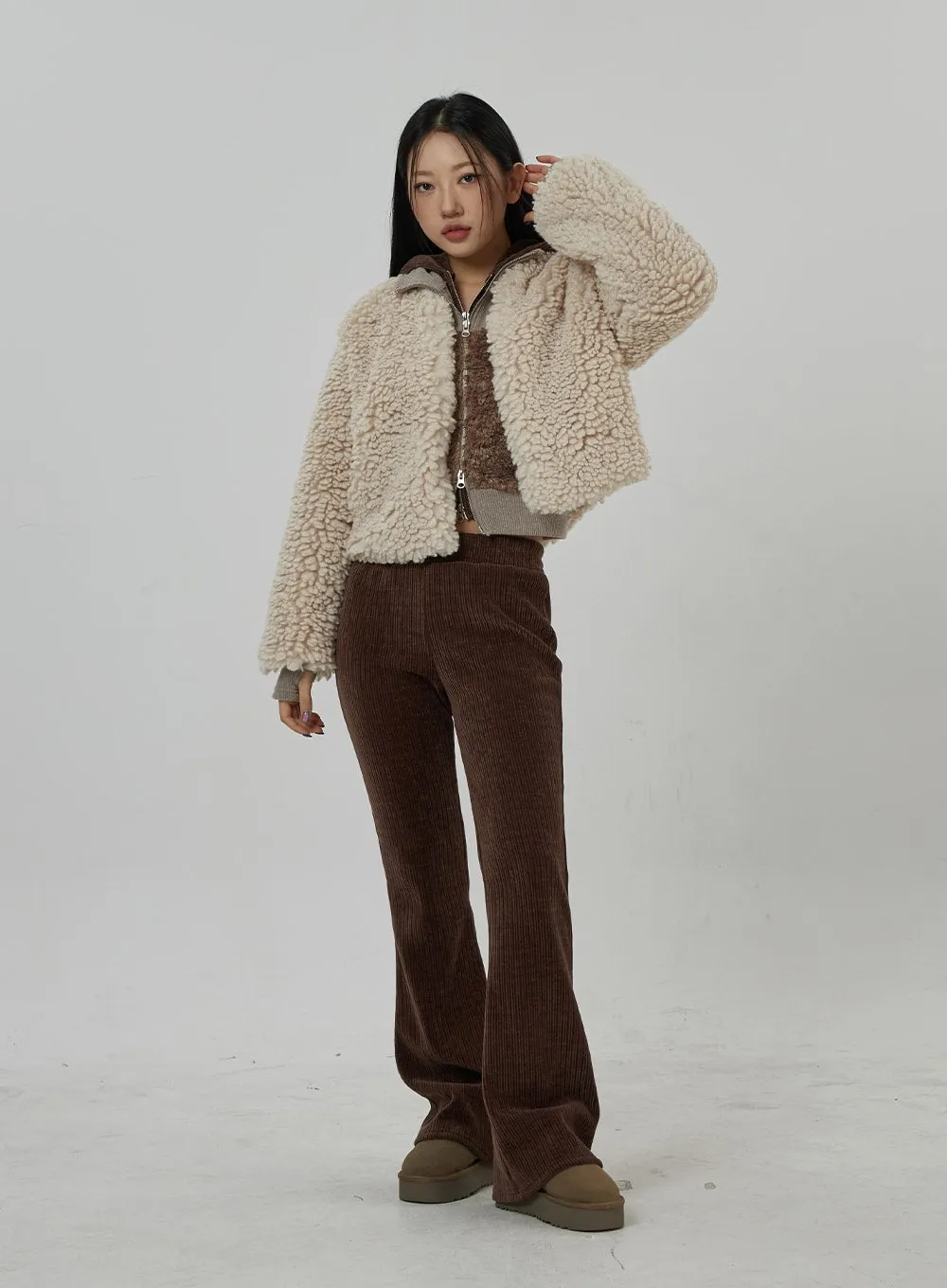 Faux Fur Hook Cropped Jacket CD20