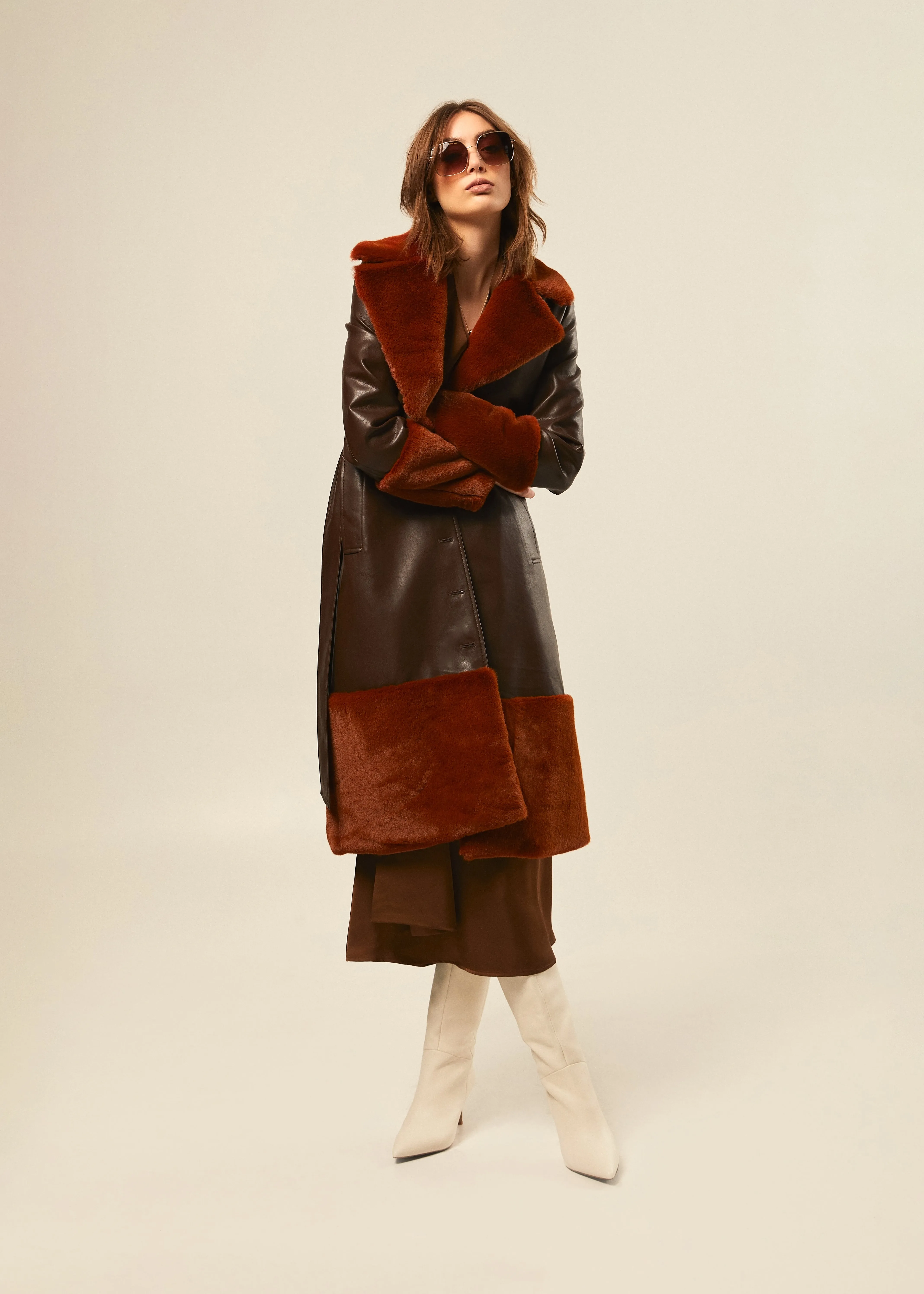 Faux Fur Trimmed Coat