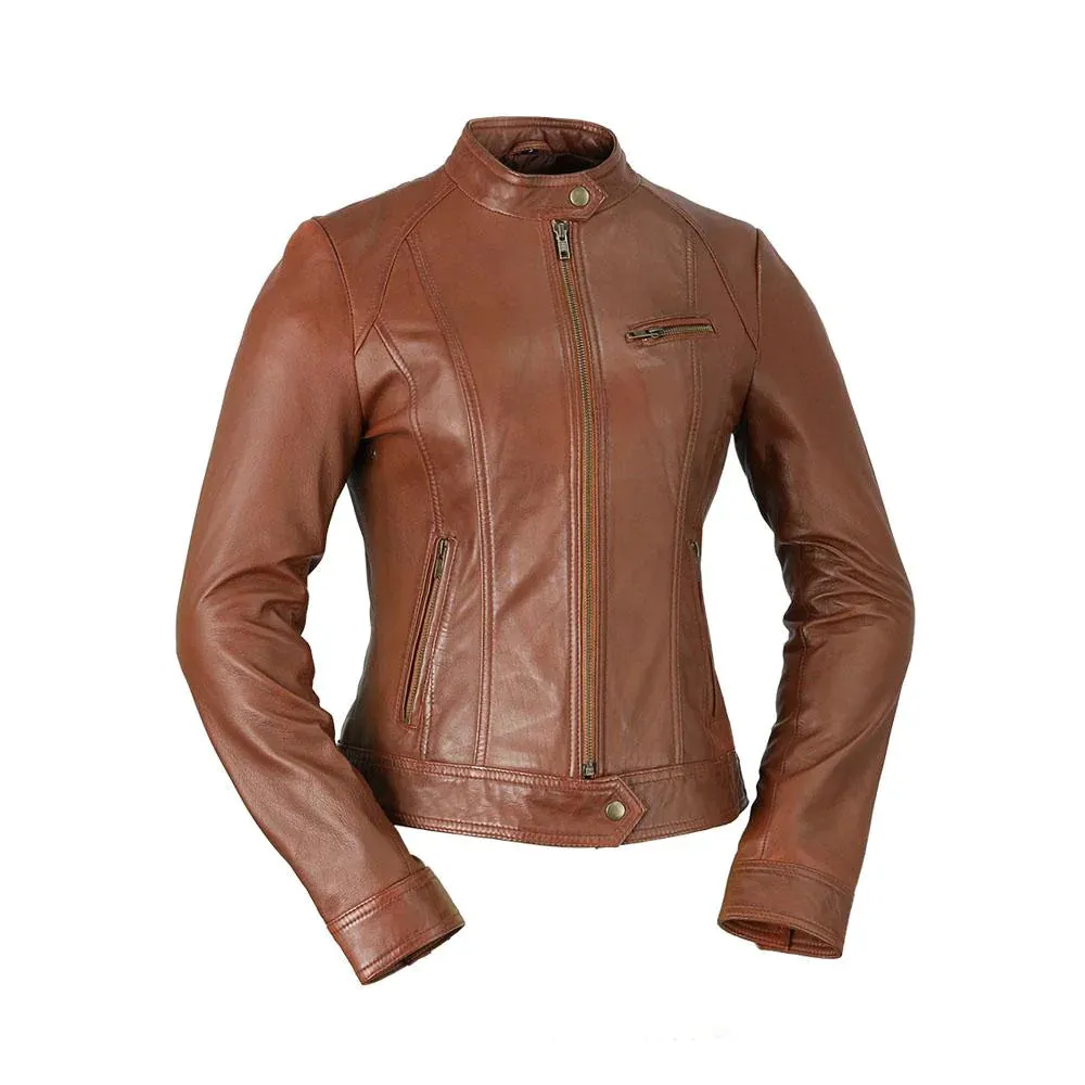 Favorite Womens Fashion Leather Jacket Whiskey