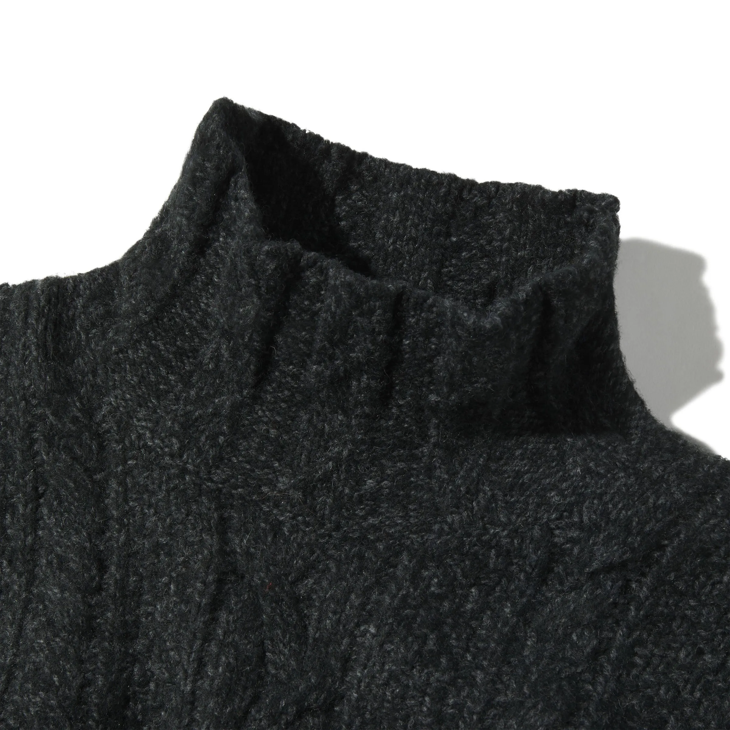 Fisherman Cable Turtleneck - Charcoal Navy