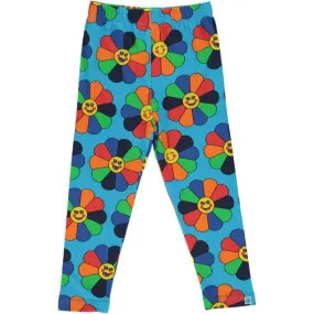 Flower Leggings - Ocean Blue - 2 Left Size 9-10 & 11-12 years