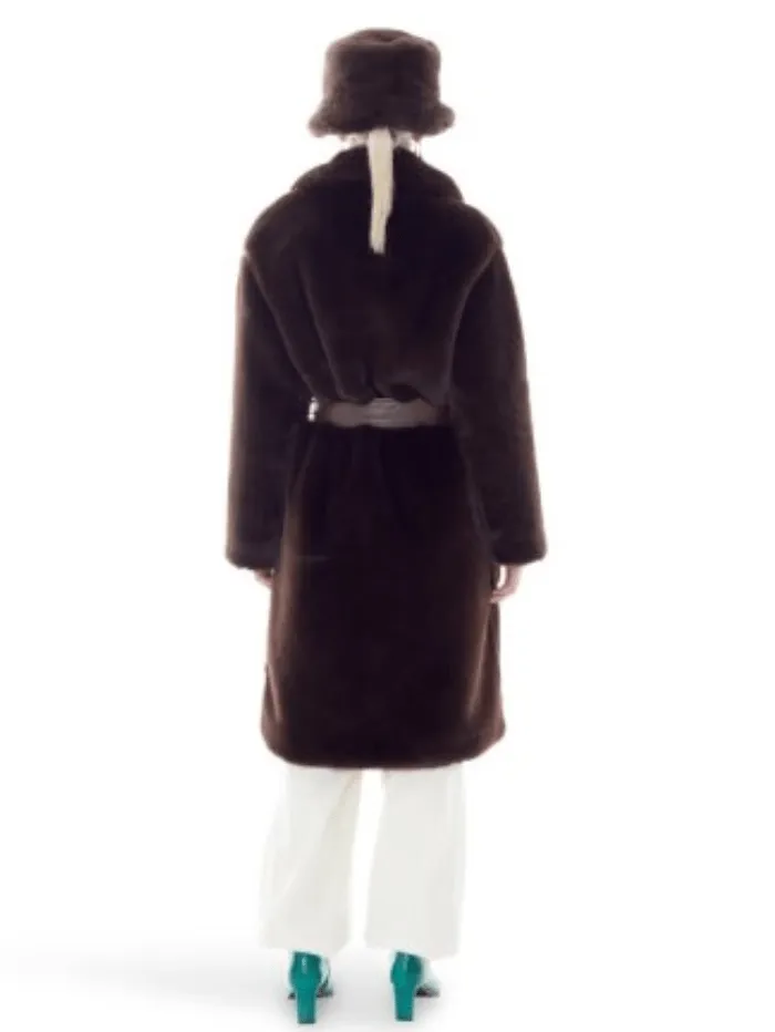 Freed Lily Long Faux Fur Coat in Espresso