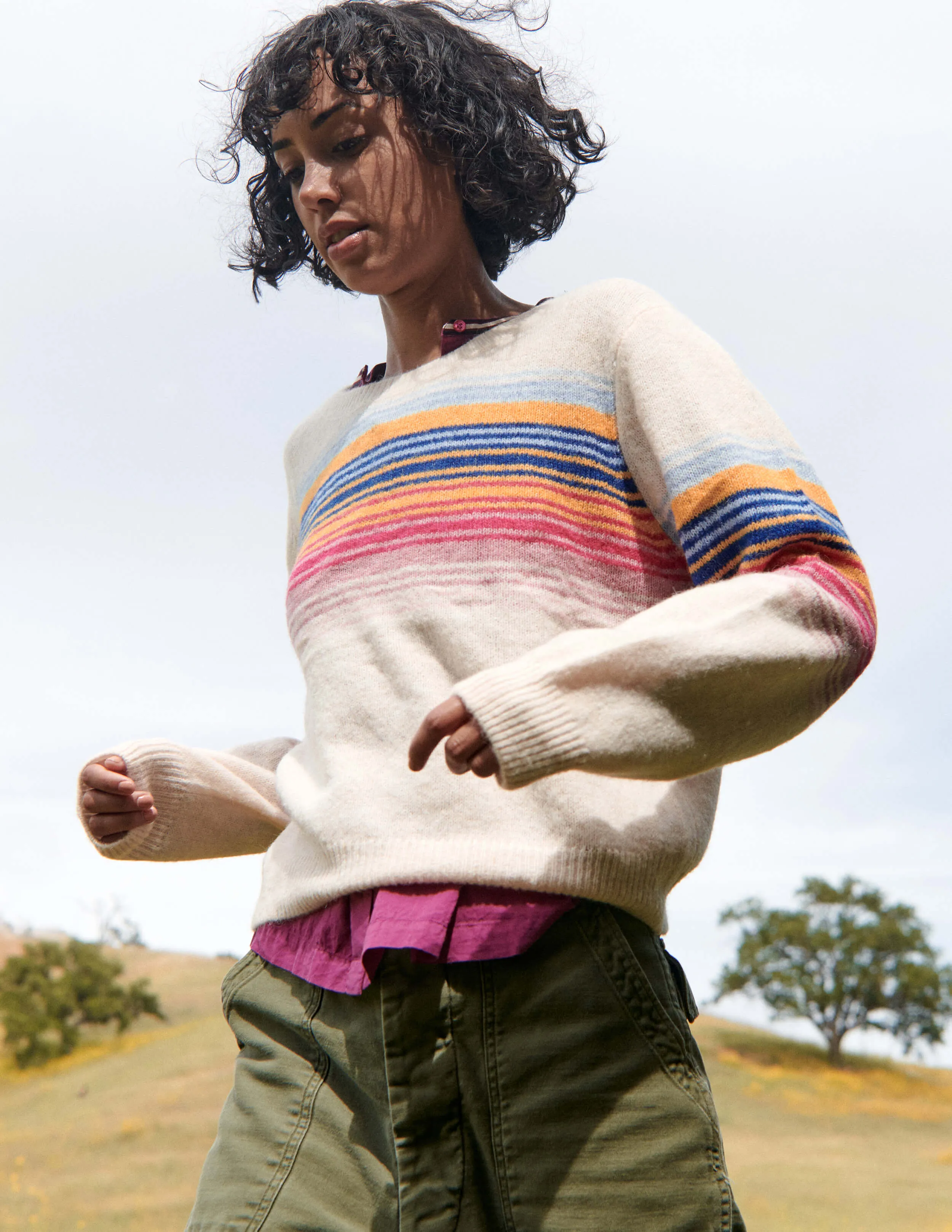 Gradient Stripe Sweater, Eggshell