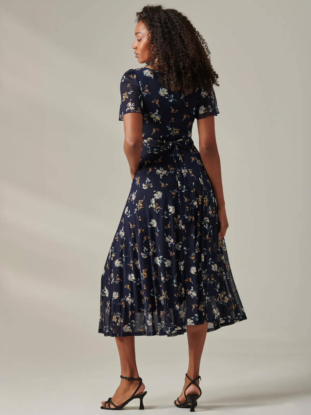 Harlie Floral Mesh Maxi Dress, Navy Floral