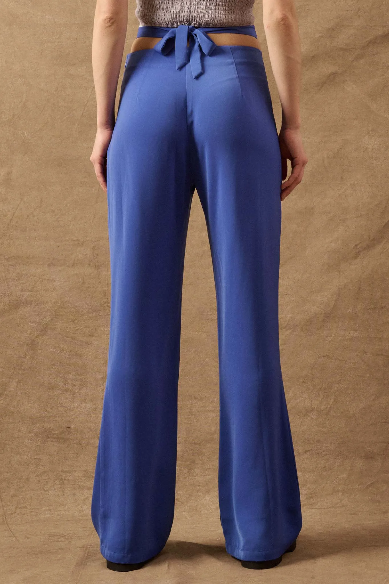 Here and Now Crisscross Waist Tie-Back Flare Pants