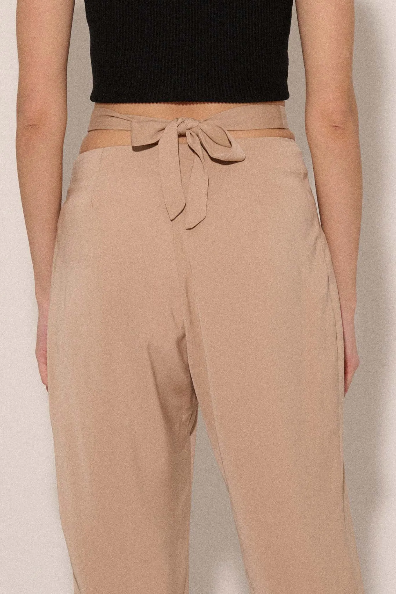 Here and Now Crisscross Waist Tie-Back Flare Pants