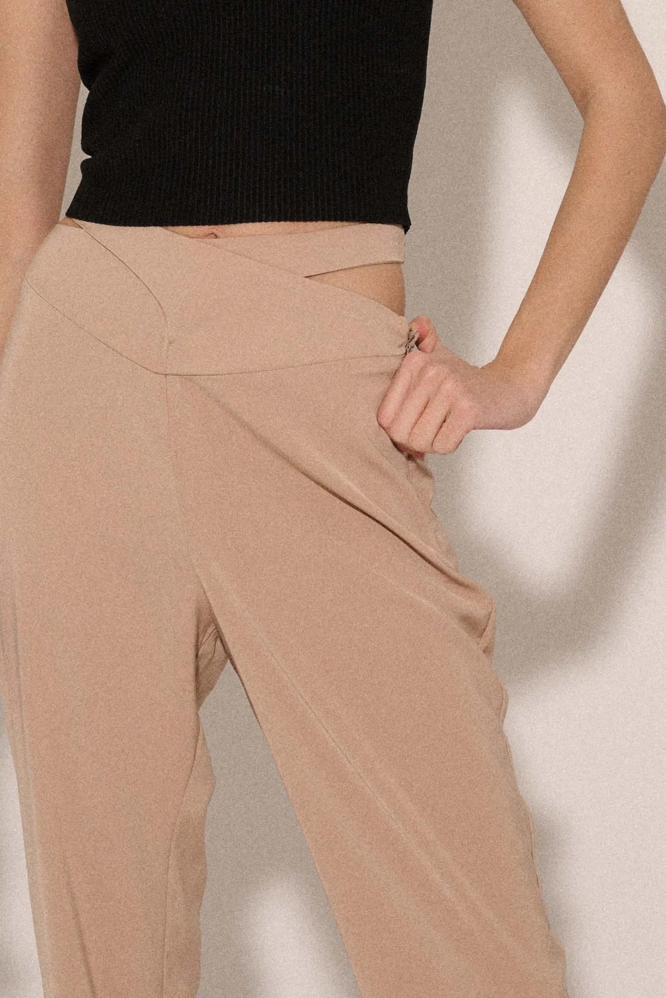 Here and Now Crisscross Waist Tie-Back Flare Pants