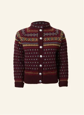 Heritage - 100% British Wool Cardigan - Molly Burgundy