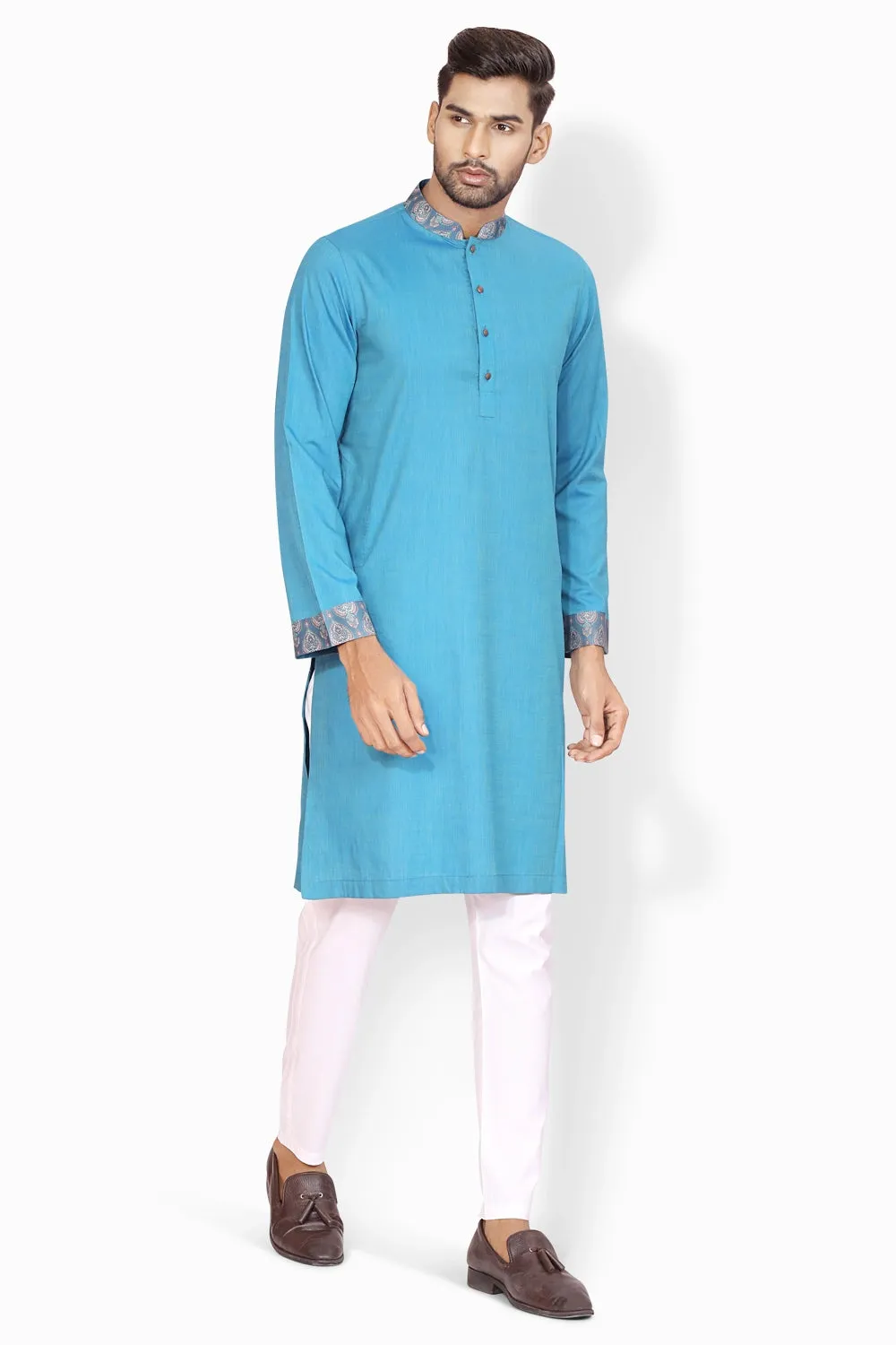 Highlighted Contrasting Regular Fit Panjabi