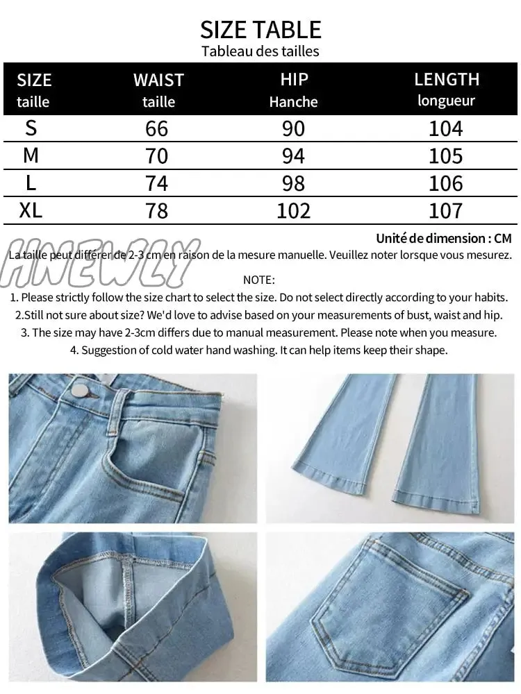 Hnewly Stretch Jeans Flared Trousers Women's Pants Y2k Fashion High Waist Vintage Casual Baggy Straight Jeans Fall Outfits New In