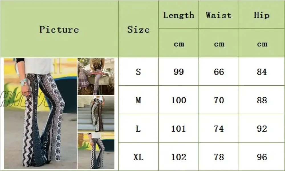 Hnewly Women Boho Hippie High Waist Loose Wide Leg Flared Bell Bottom Flroal Long Pants