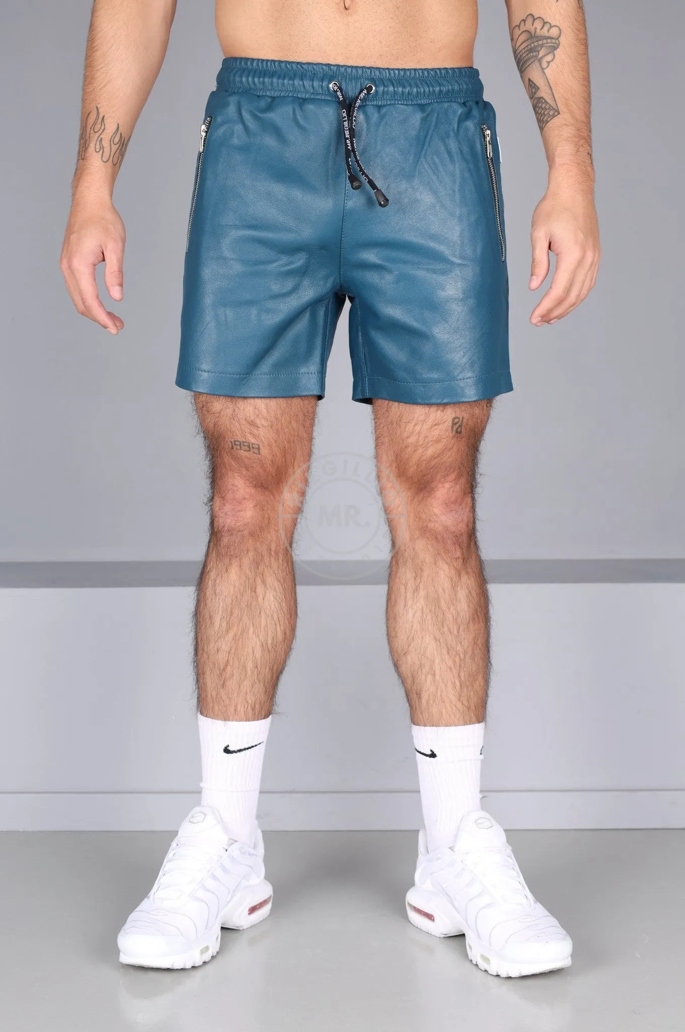 Jeans Blue Leather Track Short