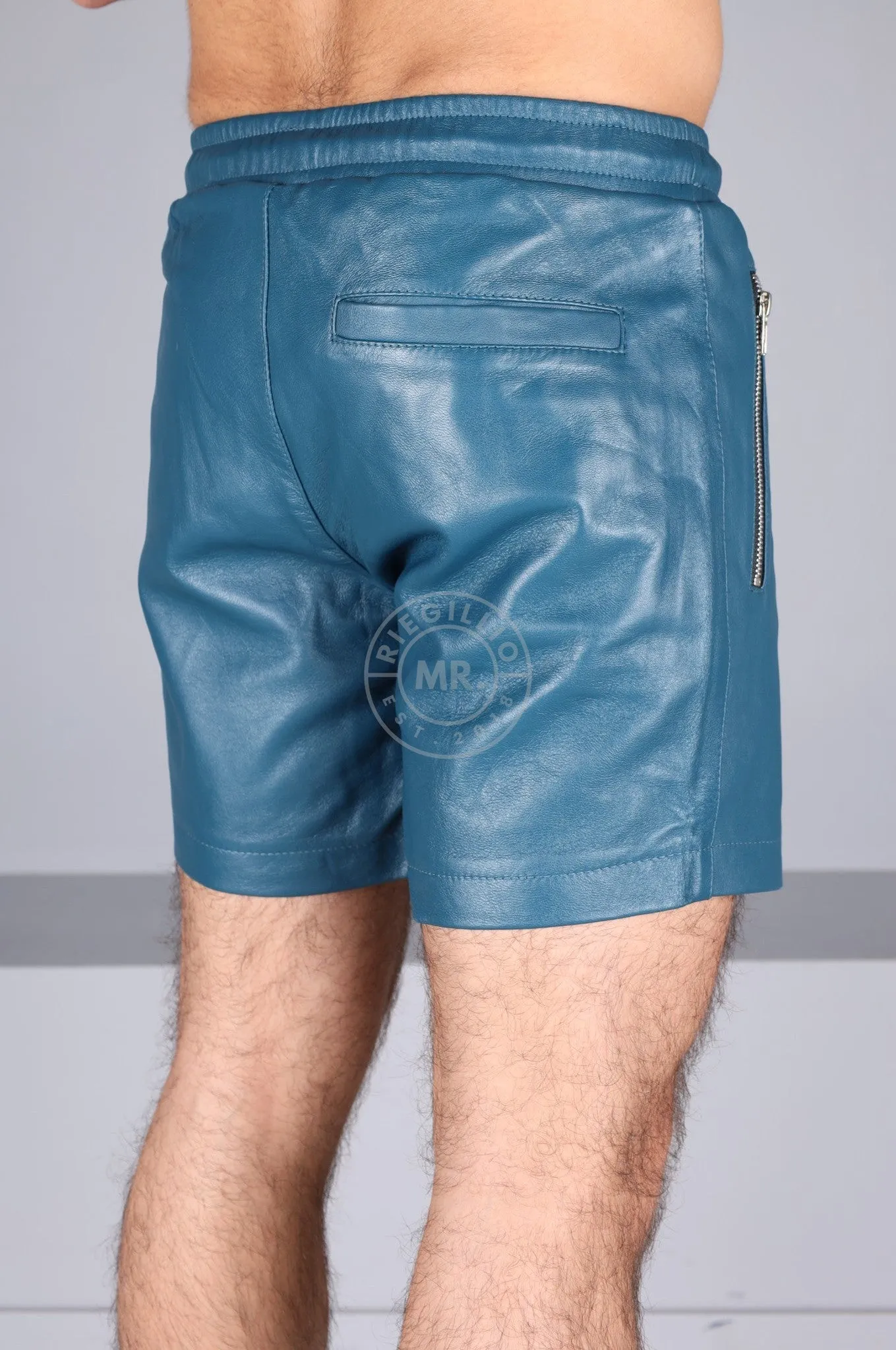 Jeans Blue Leather Track Short