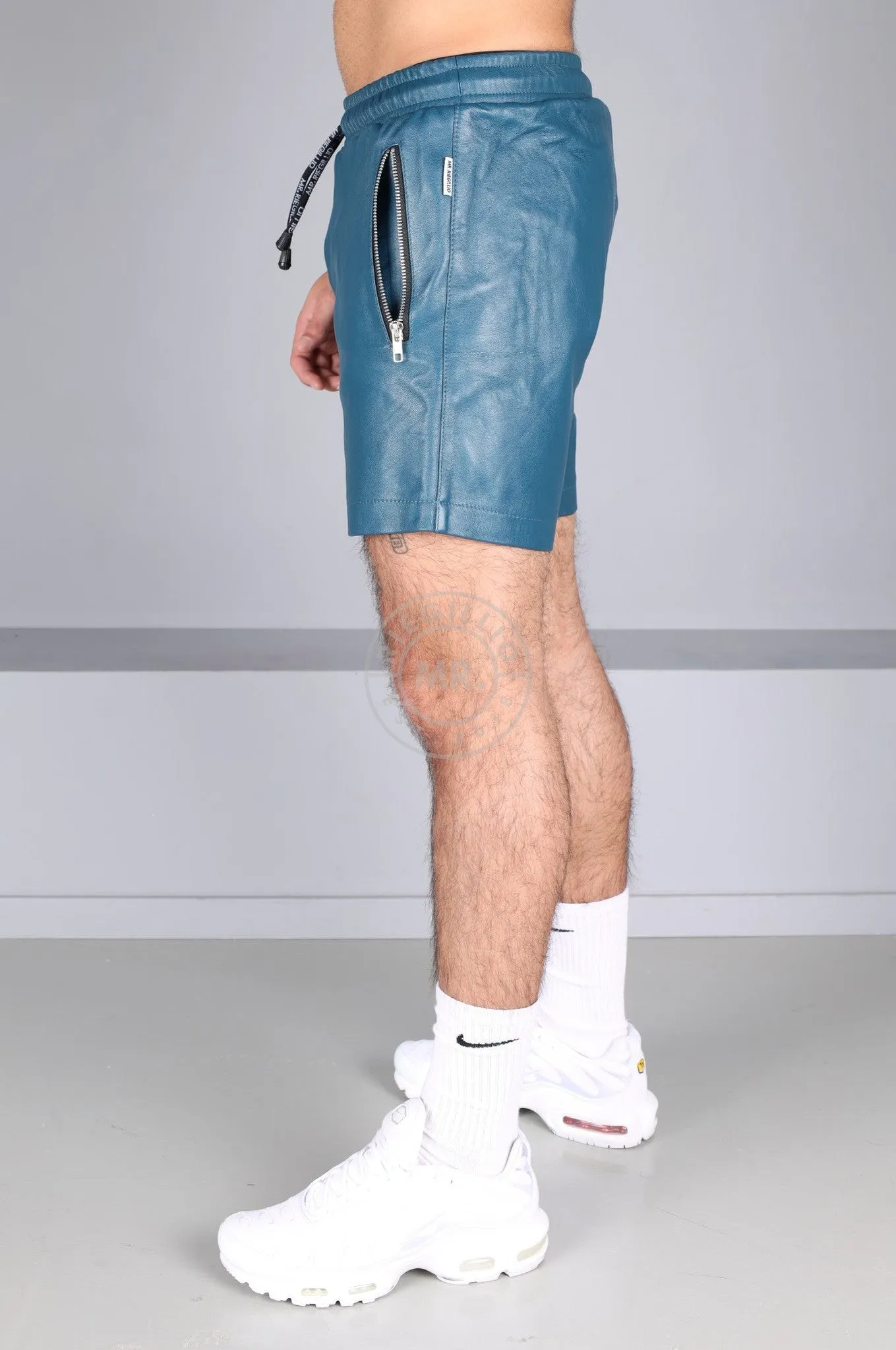 Jeans Blue Leather Track Short