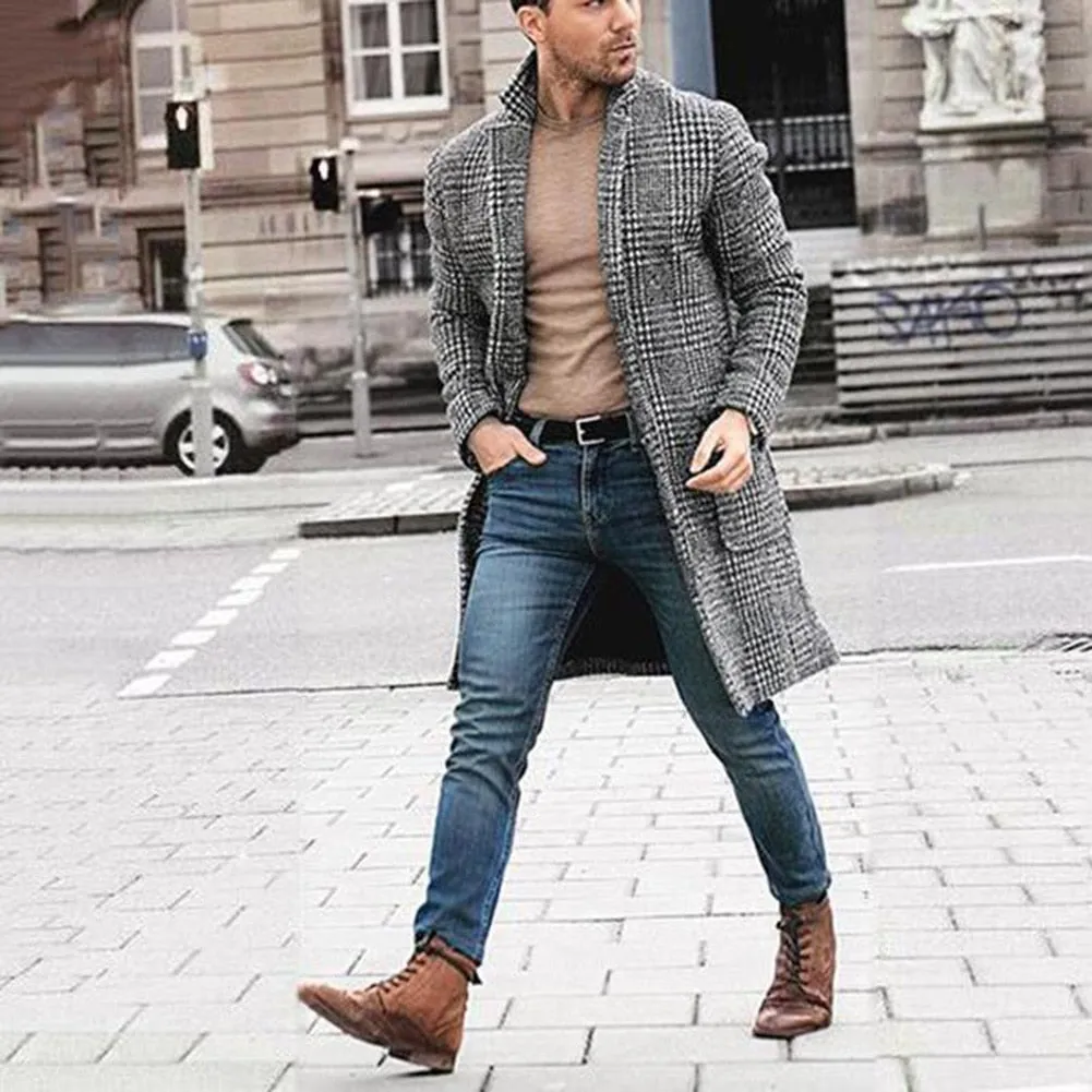 Jinquedai  High QualityNew autumn and winter warm men's retro fashion boutique single-breasted coat long wool coat casual business coat