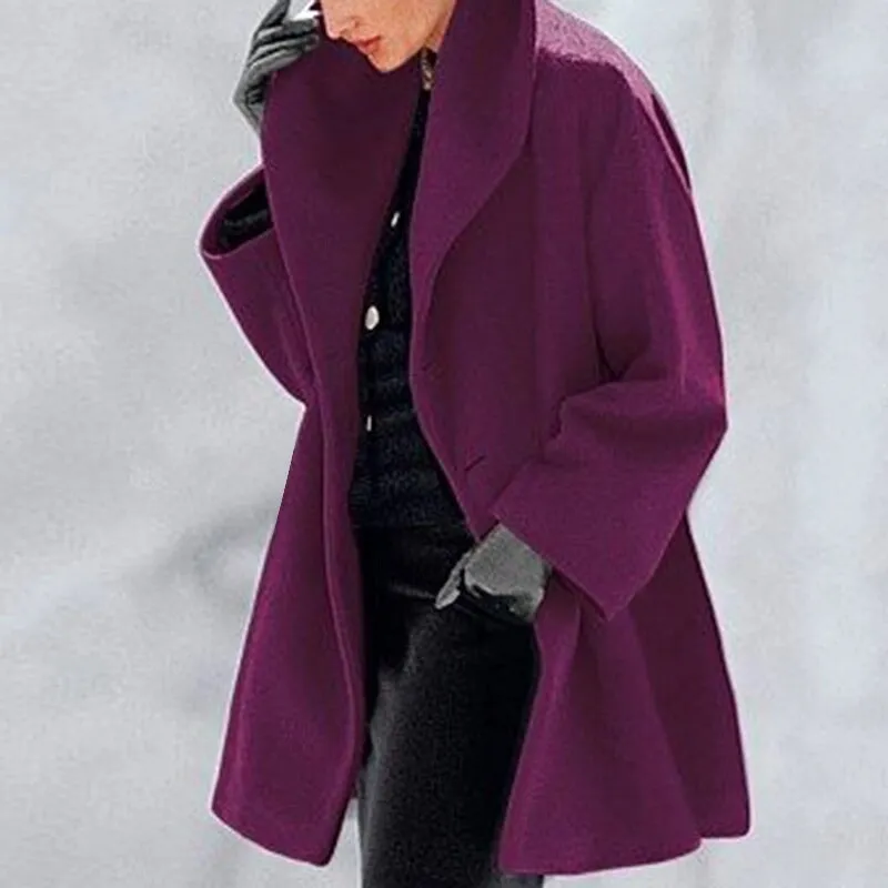 Joskaa Women Retro Single Button Solid Long Cardigan Jackets Autumn Long Sleeve Pocket Outwear 2020 Winter Hooded Blend Wool Coat Tops