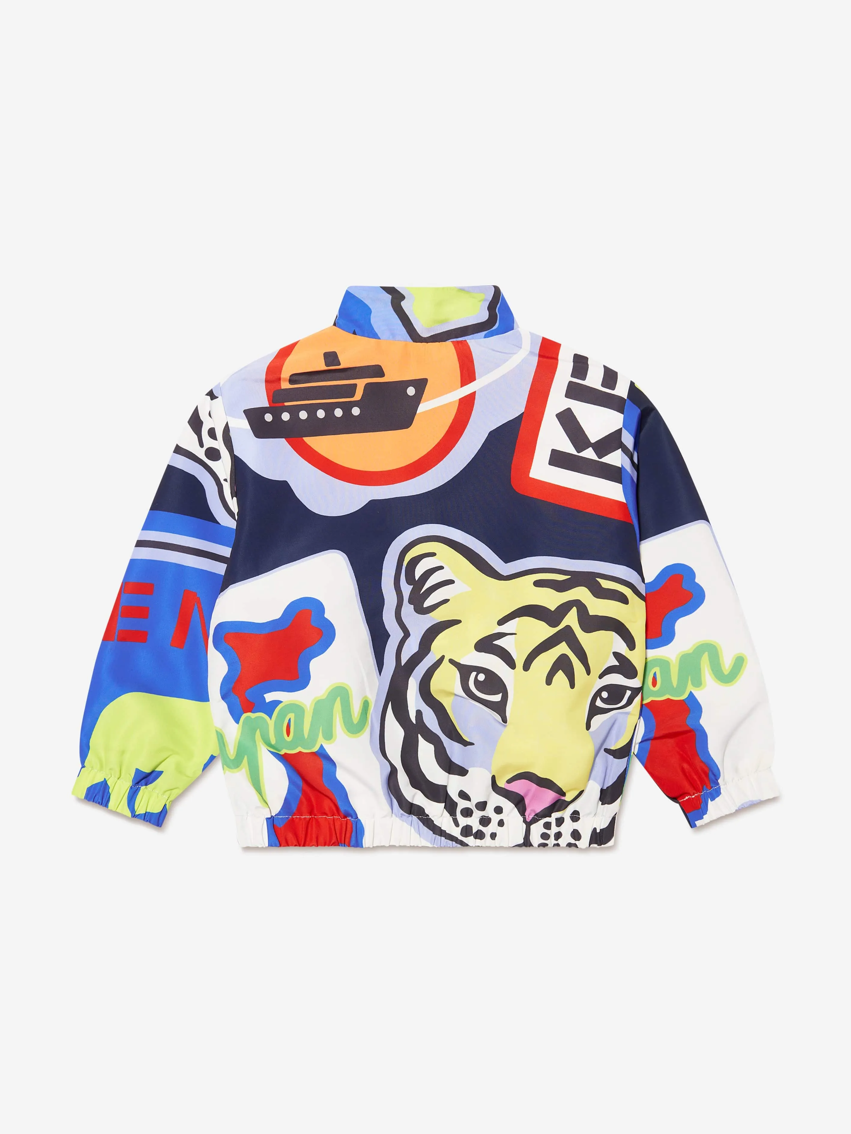 KENZO Boys Logo Print Track Jacket in Navy