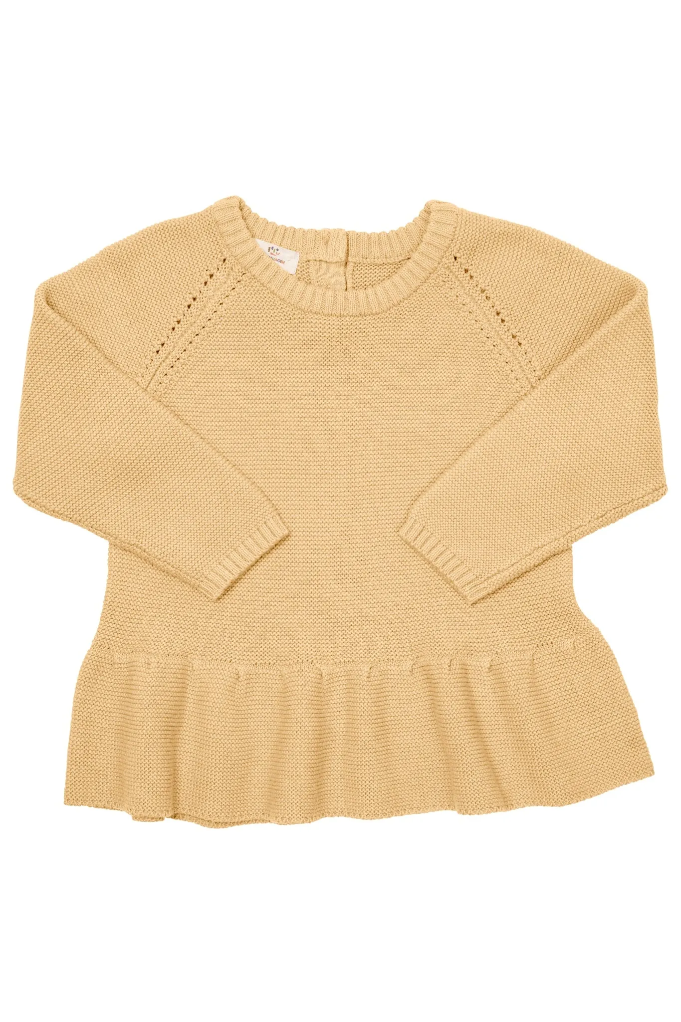 KNITTED PULLOVER W. FRILL - BEIGE