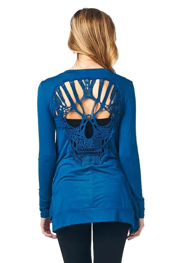 Knitted Skull Hollow Out Cardigan