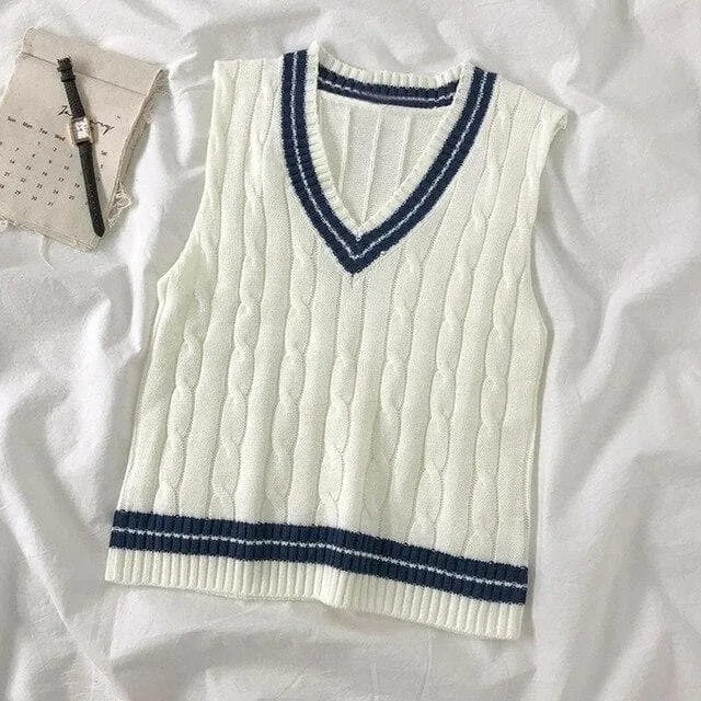 Knitted Vest With V-Neck