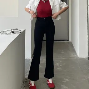 Lanfubeisi work outfits women Original Pure Flared Pants Spring New Elegant High Waist Cropped Pants Slim Pants Jeans for Small Girls